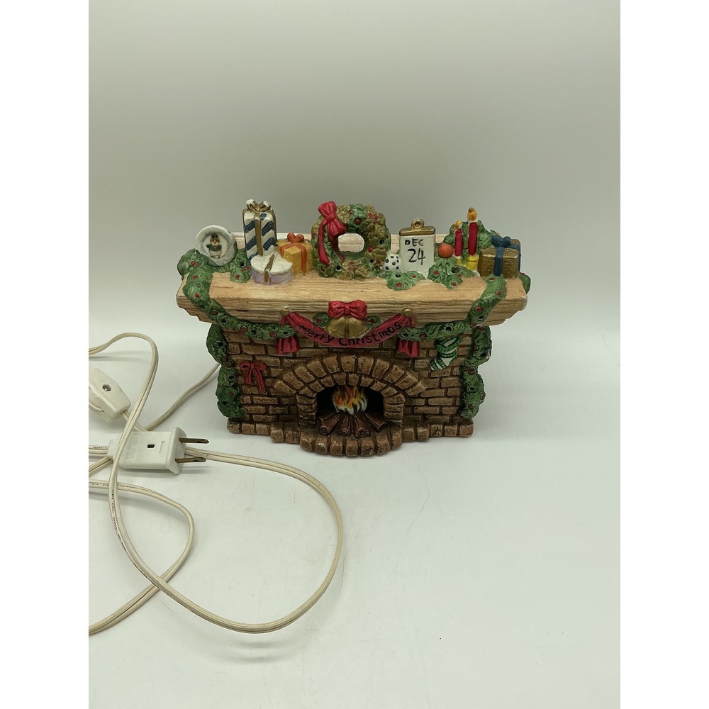 Vintage Ceramic Lighted Christmas Fireplace Mantle Village Accessory Decor